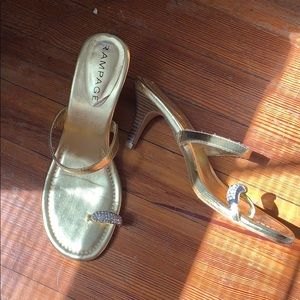 Rampage Gold & Rhinestone Toe Slides